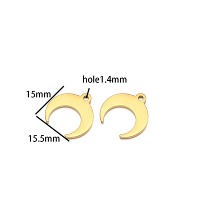 New Design 18k Gold Plated Stainless Steel Moon Charm Pendant for Necklace Jewelry Making Jewellery Accessories