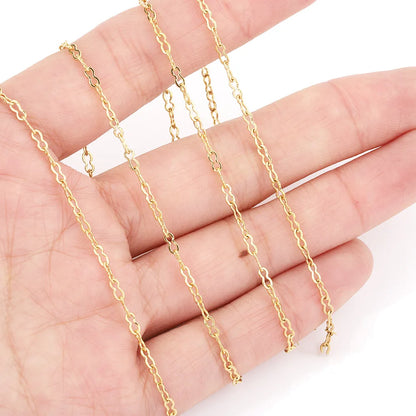 E729 Hot Non Tarnish 18k Gold Plated Stainless Steel Chain Bulk Link Necklace Jewelry Making Chain Findings