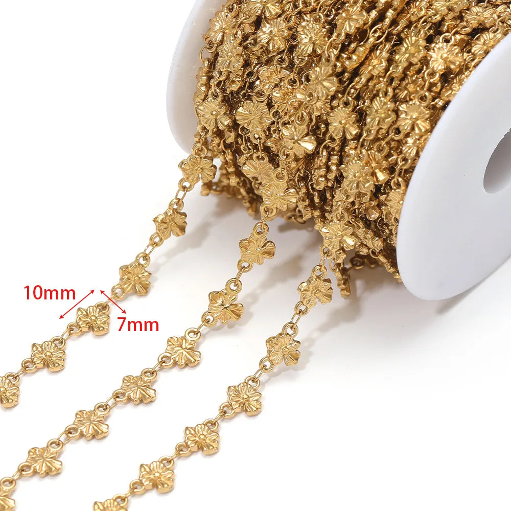 D866 New Gold Plated Stainless Steel Chain Flower Clover Leaf Shape Waterproof Chain for Necklace Bracelet Diy