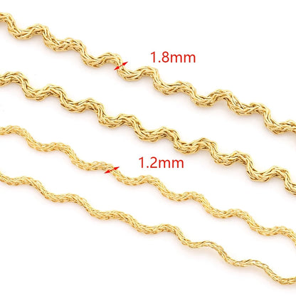 D087 1.2mm 1.5mm Bent Design Chain Trunk Link Chain 18k Gold Stainless Steel Roller Chain Jewelry