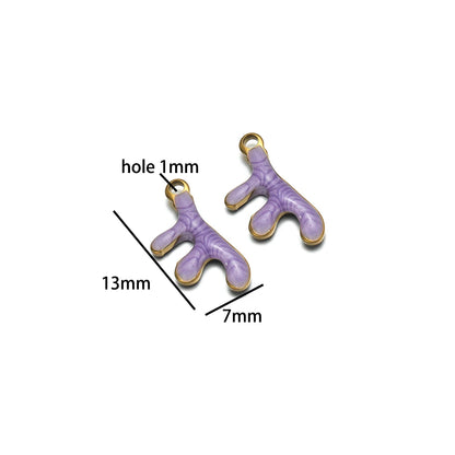 Waterproof 18k Gold Plated Stainless Steel Enamel Coral Charm Pendant for Diy Necklace Jewelry Making Accessories
