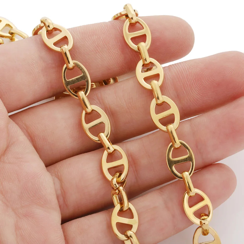 B4888 18k Gold Chain PVD Stainless Steel Bulk Chains Pig Nose Connectors Chain for Jewelry Diy
