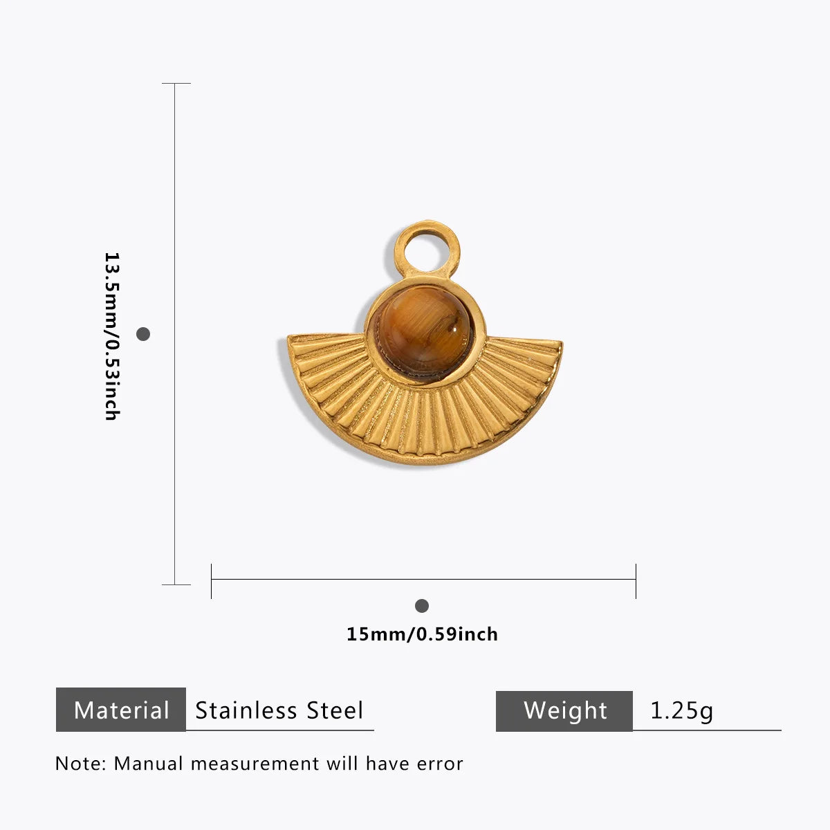 Vintage Handmade DIY Stainless Steel Gold Plated Tiger Eye Stone Charm Pendant for Necklace Jewelry Making