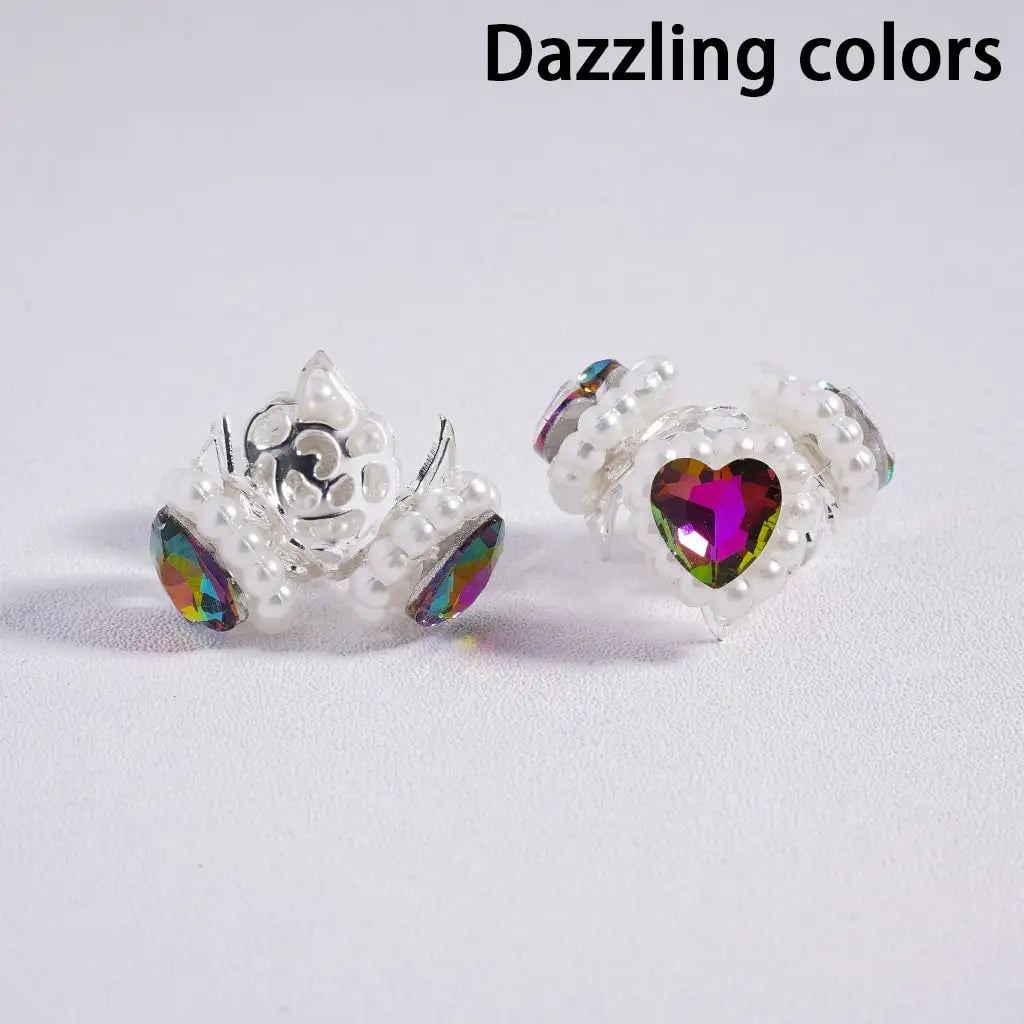 Handcrafted Silver Bead Caps Metal Bead Cages with Heart Pearl Chains for DIY Bracelet Charm Projects