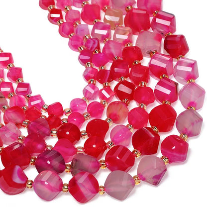 Faceted Helix Twisted 6mm 8mm 10mm Jade Agate Gemstone Beads, Cut Stone Obsidian Rose Quartz Bead for DIY Jewelry Making 18CM