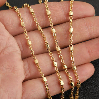 F057 304 Stainless Steel Cross Tube Chains Protective Coating Beads Chain Rosary for Jewelry Bag Chains Making