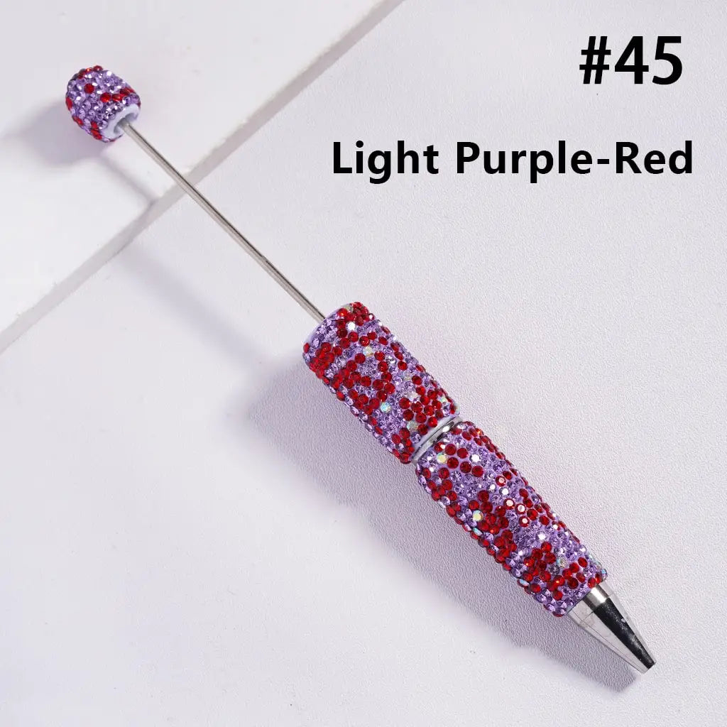 Full Rhinestone Beadable Clay Ballpoint Pens - DIY Beaded Plastic Pen for School Office Gift