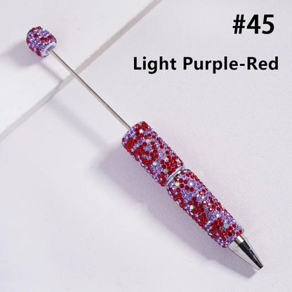 Full Rhinestone Beadable Clay Ballpoint Pens - DIY Beaded Plastic Pen for School Office Gift