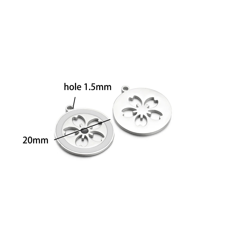 French Vintage Stainless Steel Gold Plated Dripping Oil Hollow Sun Star Butterfly Flower Charm Pendant for Jewelry Making