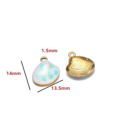 High Quality Jinrou 18K Gold Plated Stainless Steel Enamel Shell Shape Pendant for Necklace and Earrings Jewelry Making