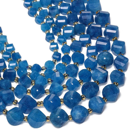 Faceted Helix Twisted 6mm 8mm 10mm Jade Agate Gemstone Beads, Cut Stone Obsidian Rose Quartz Bead for DIY Jewelry Making 18CM