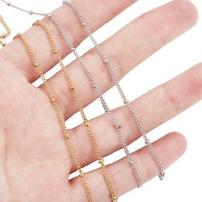 B354 Factory Direct Gold Beads Ball Chain Ins Hot Twist Chain Stainless Steel Chain Necklace Jewelry for Women Men