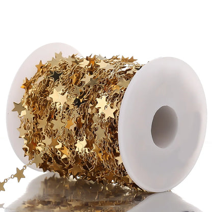 A1183 Fashion 18k Gold Star Chain Jewelry 8mm Stainless Steel Chain Jewelry Accessory Wholesale