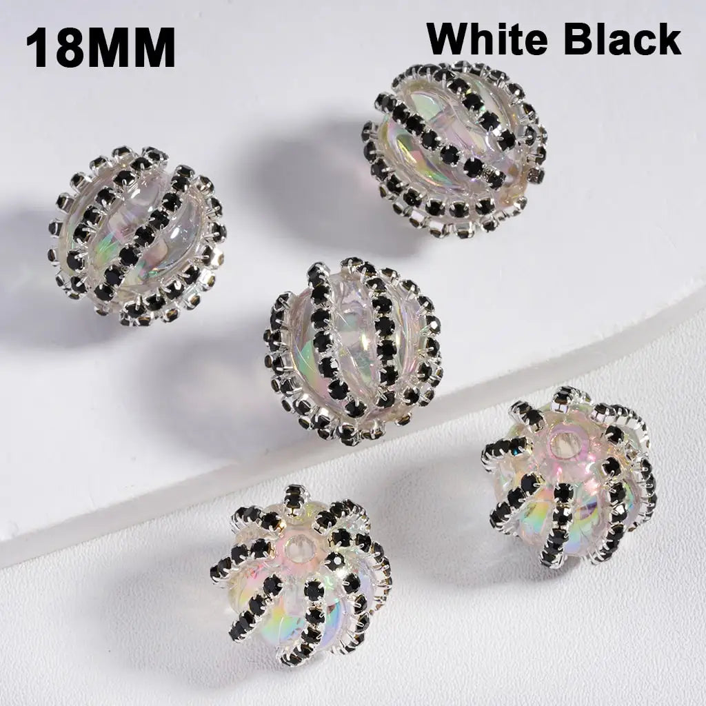 Multi-Color Translucent Acrylic Beads with UV Coating and Shiny Rhinestone Chains 18MM