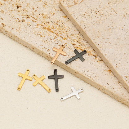 Non Tarnish 18k Gold Plated Stainless Steel Cross Charm Pendant for Handmade Necklace Jewelry Making Diy Accessories