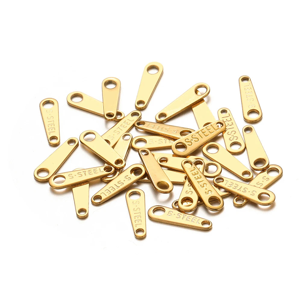 50pcs/bag Stainless Steel 18K Gold Plated Tail Charms for DIY Jewelry Bracelet Necklace Making Accessories