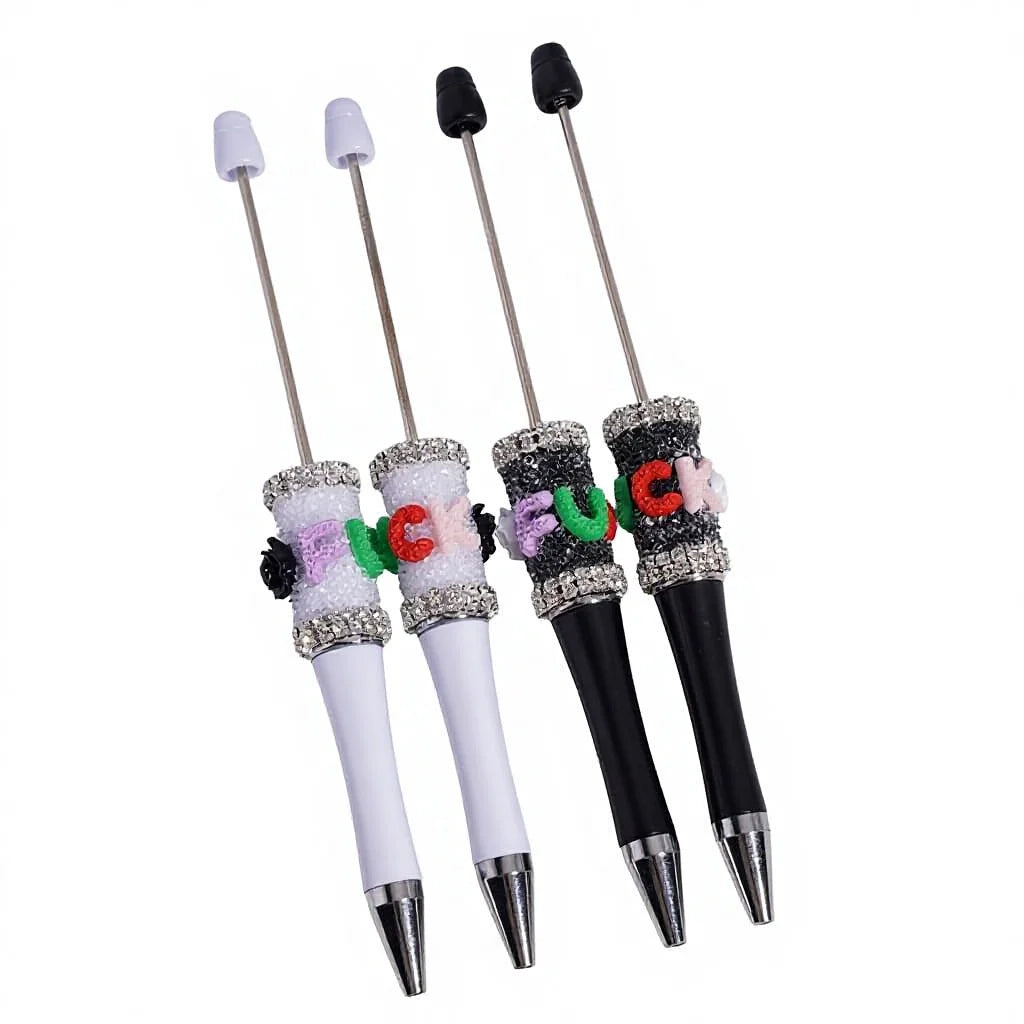 Sugar Ballpoint Pen Humor Text Black White Rose Rhinestone Chain Funny Office Gift