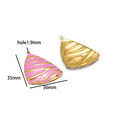 New Fashion 18k Gold Plated Stainless Steel Enamel Irregular Stripe Triangle Charm Pendant for Handmade Necklace Jewelry Making