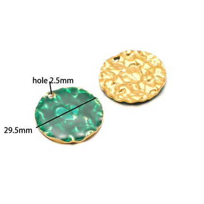 Fashion Simple Geometric 18k Gold Plated Stainless Steel Enamel Round square Oval Charm Pendant for DIY Necklace Jewelry Making
