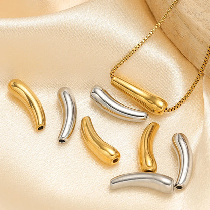 Polished 18k Gold Plated Stainless Steel Irregular Eggplant Charm Beads Pendant for DIY Jewelry Making Accessories