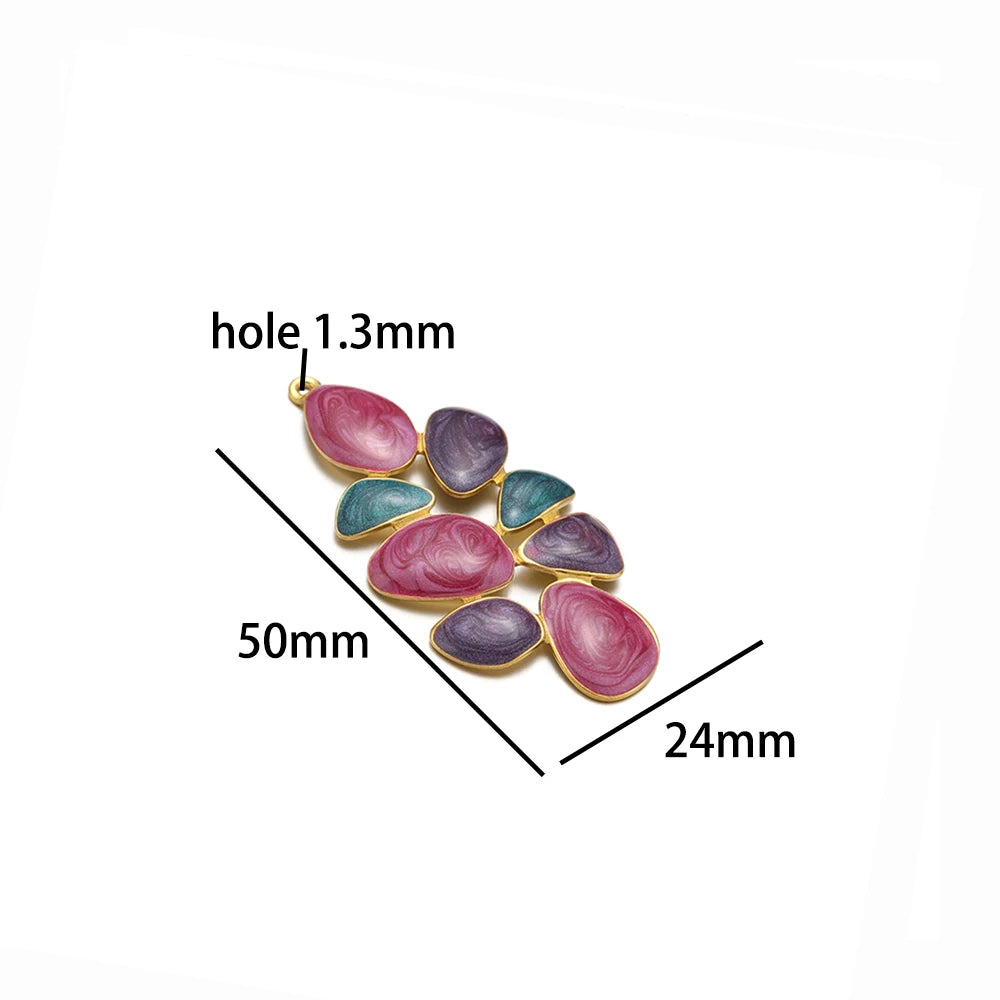 Drip Oil Pendant 18k Gold Plated Stainless Steel Colorful Leaf Charms Pendant for Women Jewelry Necklace Earrings Making
