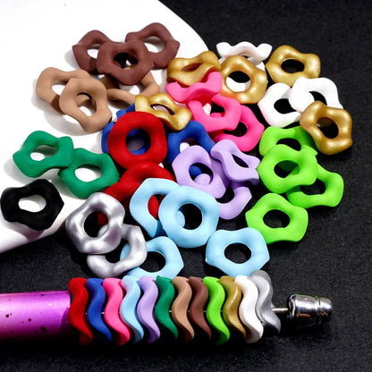 16mm  Wave Edge Stacked Ring Beads Stringing Jewelry Accessory for DIY Making Stringing Pen