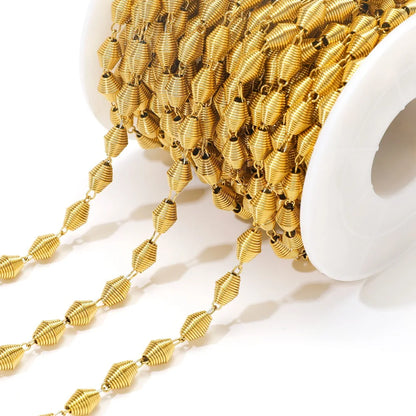 E551 18k Gold Stainless Steel Vintage Chunky Necklace Chain Accessories Link Beaded Chains for Custom Jewelry
