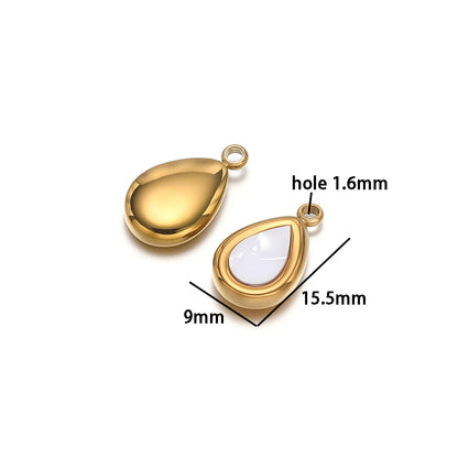 Fashion 18k Gold Plated Stainless Steel Enamel Star Moon Sector Water Drop Charm Pendant for DIY Necklace Jewelry Making