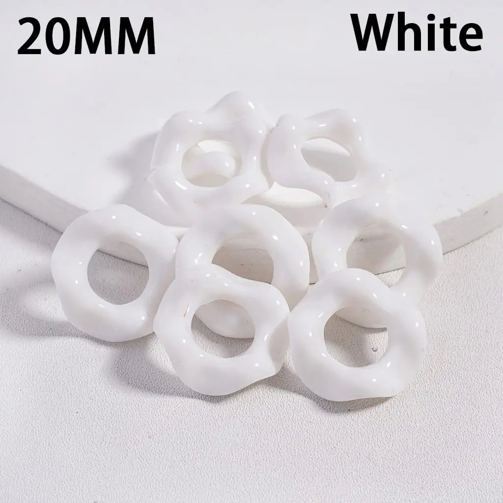 Solid Color Acrylic Beads with Wavy Shape Spacer for Pen Accessories Large Hole 20mm