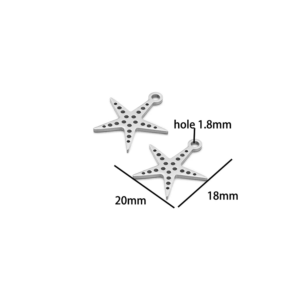 Ocean Series Stainless Steel 18k Gold Plated Starfish Sea Turtle Sea Horse Coconut Tree Charm Pendant for Jewelry Making
