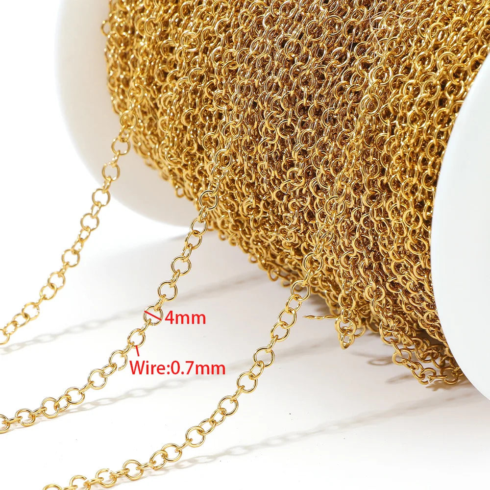 E612  Fashion Stainless Steel Roller Chain Cross Chain Extended O Chain for Jewelry Making