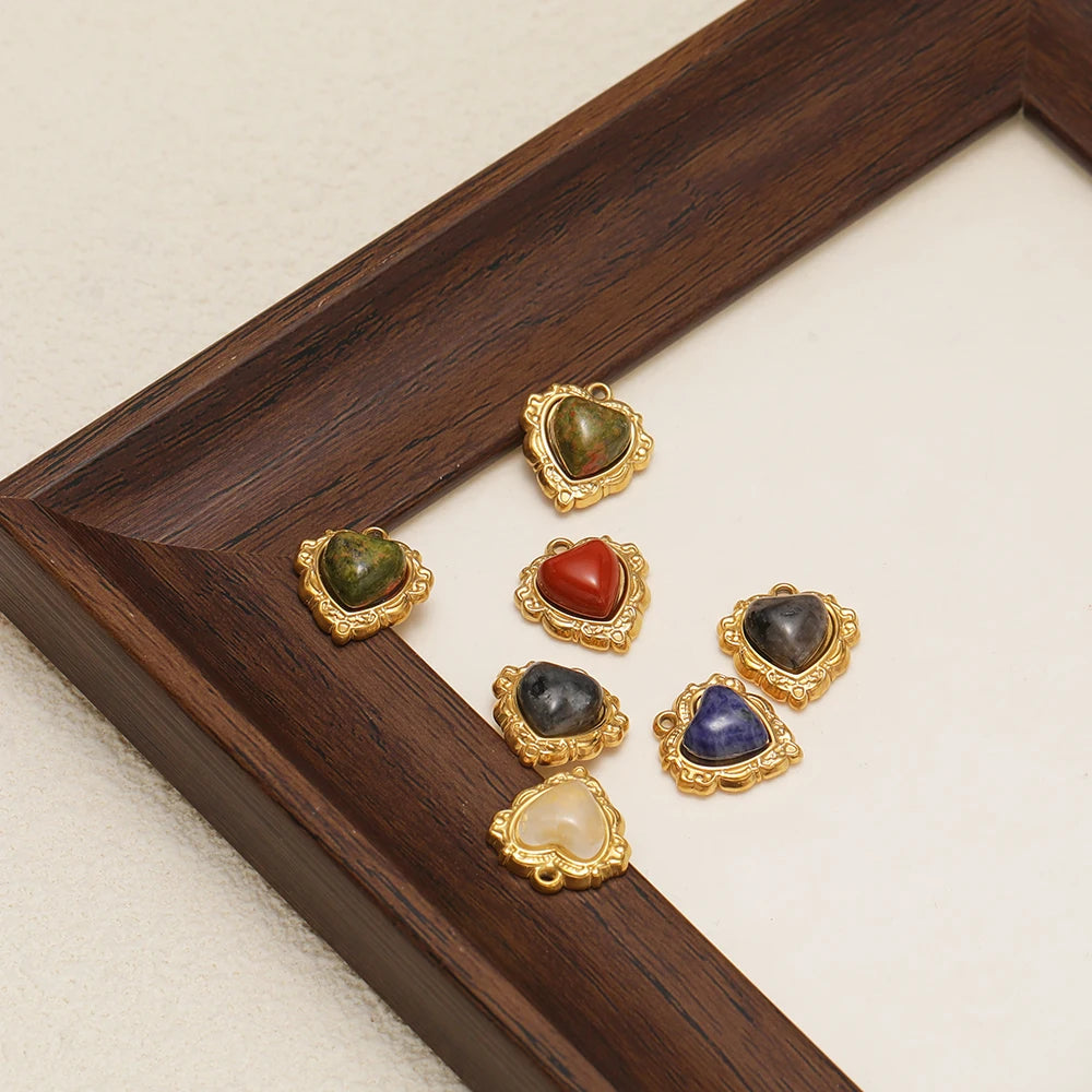 Wholesale Hot Selling 304 Stainless Steel 18k Pvd Gold Plated Heart Crystal Charm Pendant for Jewelry Necklace Making