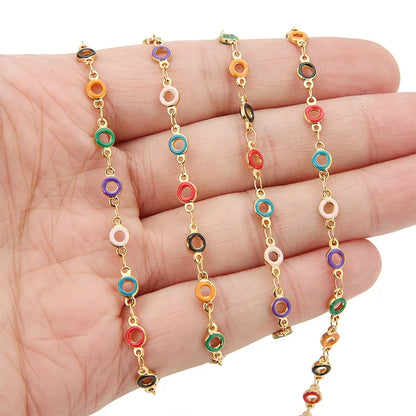 B3340 4.5mm Round Beaded Chain Colorful Bohemia Enamel Charms Chain Chains Rings for Diy