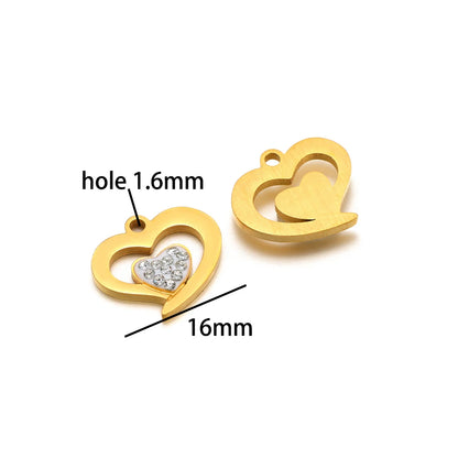 Handmade DIY Pendant 18k Gold Plated Stainless Steel Heart Star Zircon Charm Pendant for Women Jewelry Making Accessories
