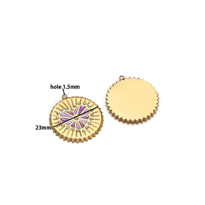 New Selling Stainless Steel 18k Gold Plated Enamel Heart Round Zircon Charm Pendant for Diy Jewelry Making Wholesale