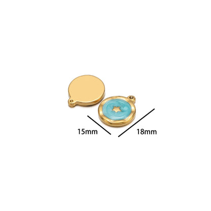 High Polish 304 Stainless Steel 18k Gold Plated Enamel Star Moon Heart Lightning Charm Pendant for Jewelry Necklace Making