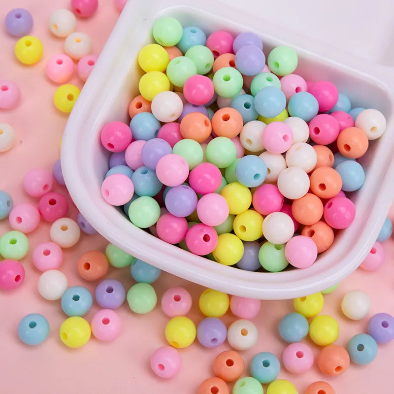 500g Wholesale Lucite Beads 4-10mm Multi Color Acrylic Beads for Crafting