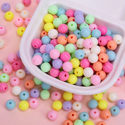 500g Wholesale Lucite Beads 4-10mm Multi Color Acrylic Beads for Crafting