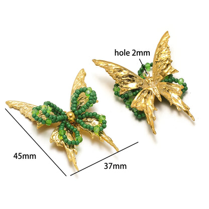 Handmade 18k Gold Plated Stainless Steel Crystal Geometric Flower Sun Charm Colorful Butterfly Pendant for Jewelry Making