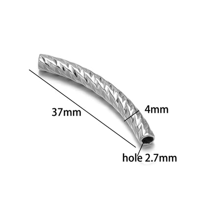 Gold Plated Stainless Steel Multi Patterns Embossed Curved Tube Bend Charm Pendant for DIY Jewelry Making Accessories