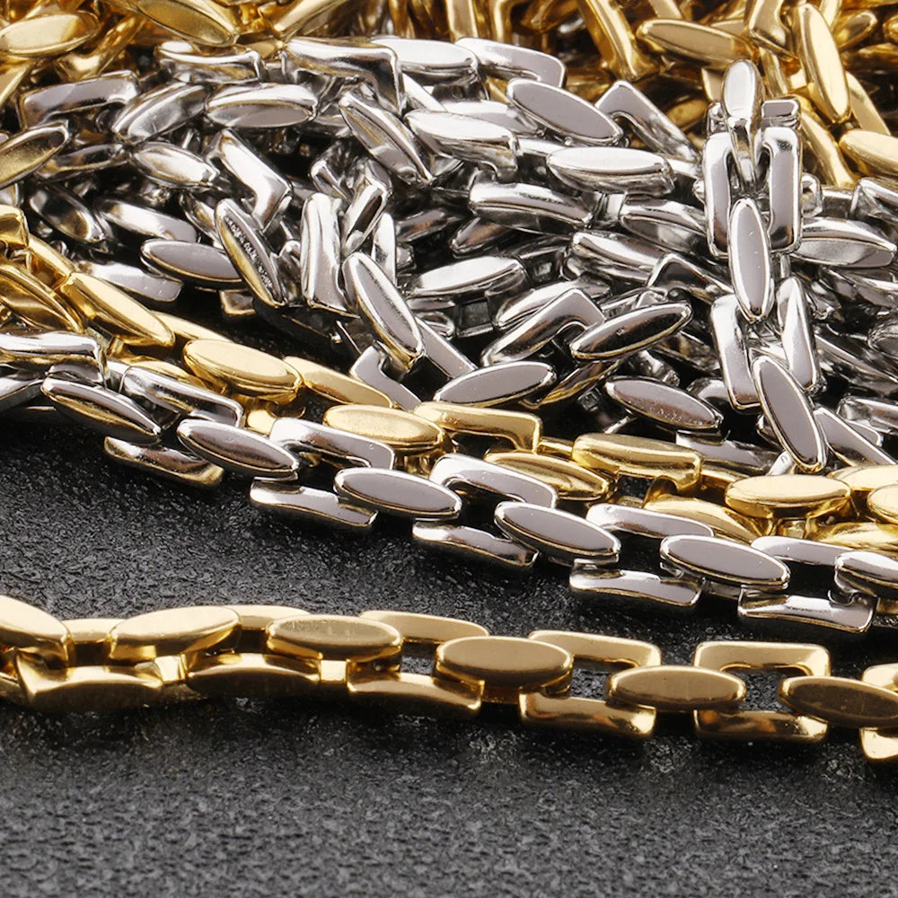 E584 Simple Retro European and American Fashion Trunk Geometric Chain Jewelry Stainless Steel Necklace