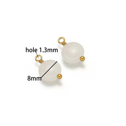 Handmade Stainless Steel 18K Gold Plated 8mm Natural Stone Charm Pendant for Jewelry Necklace Making Wholesale