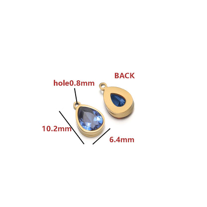 2-in-1 18K Gold Plated Teardrop Stone Setting Pendant with Single-Sided Rhinestone Accents 0.8mm Single-Hole