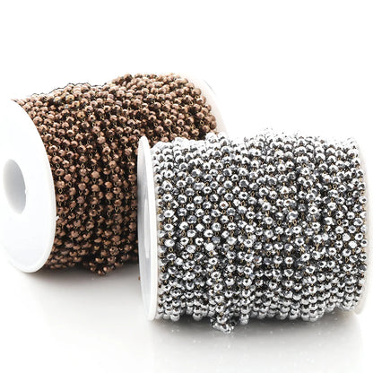 E234 3.5mm Width Gold Plated Chain Waterproof Stainless Steel Beaded Chains for Jewelry Custom Diy