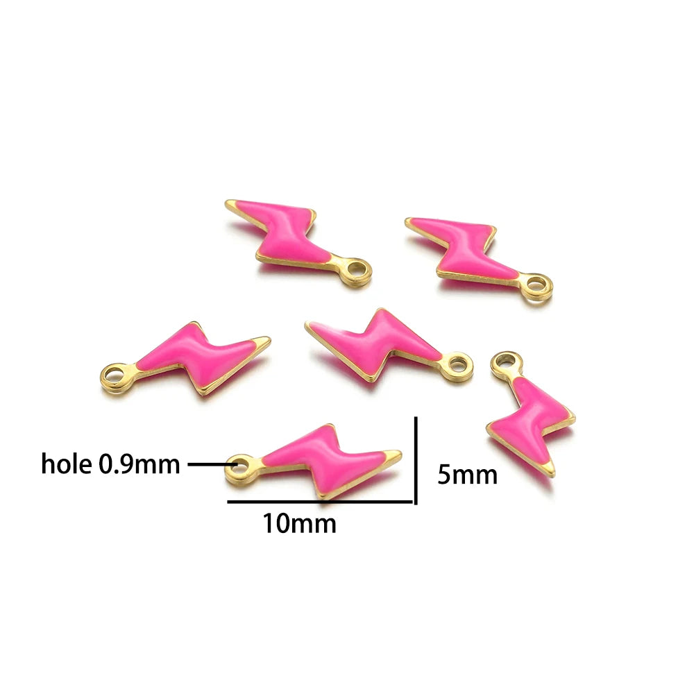 Luxury Charms 304 Stainless Steel 18k Gold Plated Moon Star Cross Lightning Enamel Charm Pendant for DIY Jewelry  Making