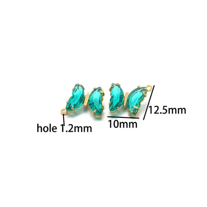 Fashion Colorful Stainless Steel Gold Plated Single Hole Butterfly Crystal Stone Charm Pendant for Jewelry Making
