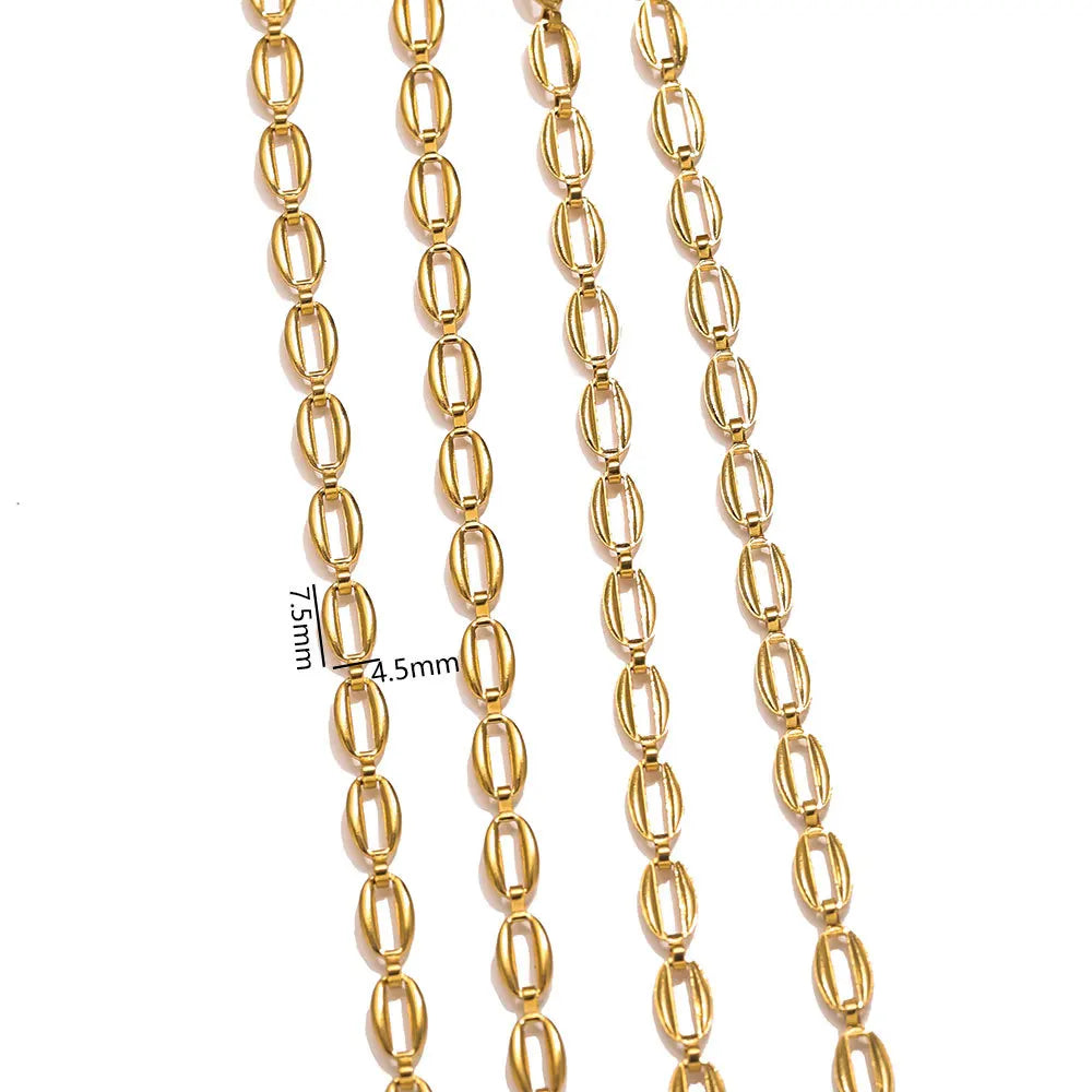 D390 Ins Permanent Jewelry Chain Paper Clip Bulk Stainless Steel Chains Cross PVD Gold Silver Chains for Luxury Making