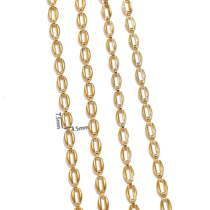 D390 Ins Permanent Jewelry Chain Paper Clip Bulk Stainless Steel Chains Cross PVD Gold Silver Chains for Luxury Making