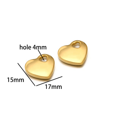Fashion love Pendant 18k Gold Plated Stainless Steel Heart Shape Charm Pendant for DIY Jewelry Making Accessories
