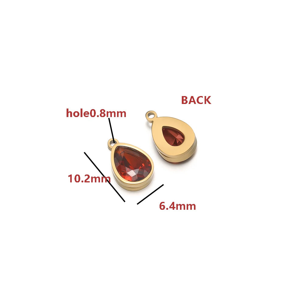 2-in-1 18K Gold Plated Teardrop Stone Setting Pendant with Single-Sided Rhinestone Accents 0.8mm Single-Hole